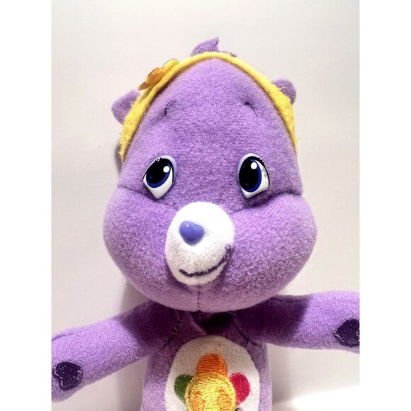Vintage Care Bear Harmony Purple With Flower on Belly Plush Headband Stuffed Toy - Picture 8 of 10